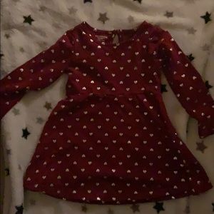 24 mos maroon with silver hearts dress